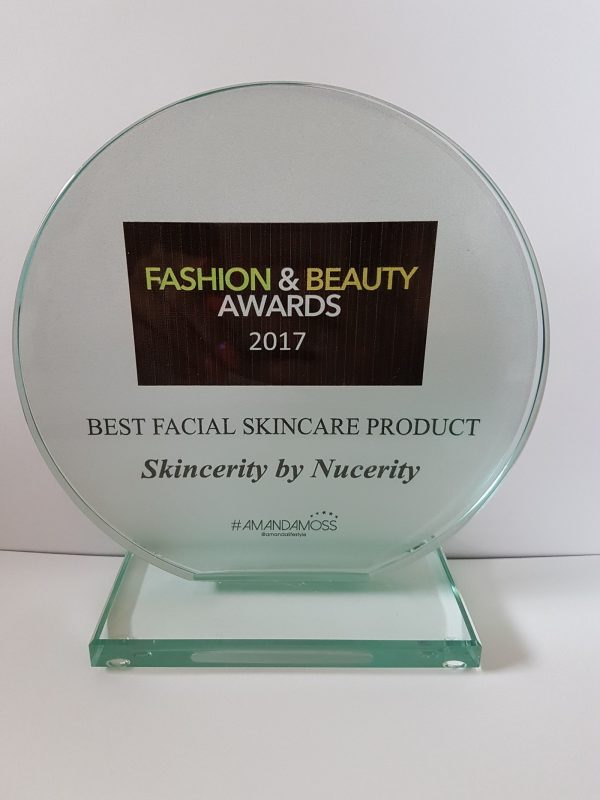Skincerity won Best Facial Skincare Product at the 2017 UK Fashion & Beauty Awards