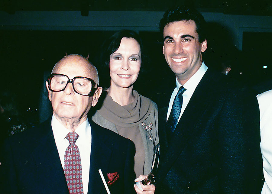 Alan and Irving and Mary Lazar. Spago Book Party