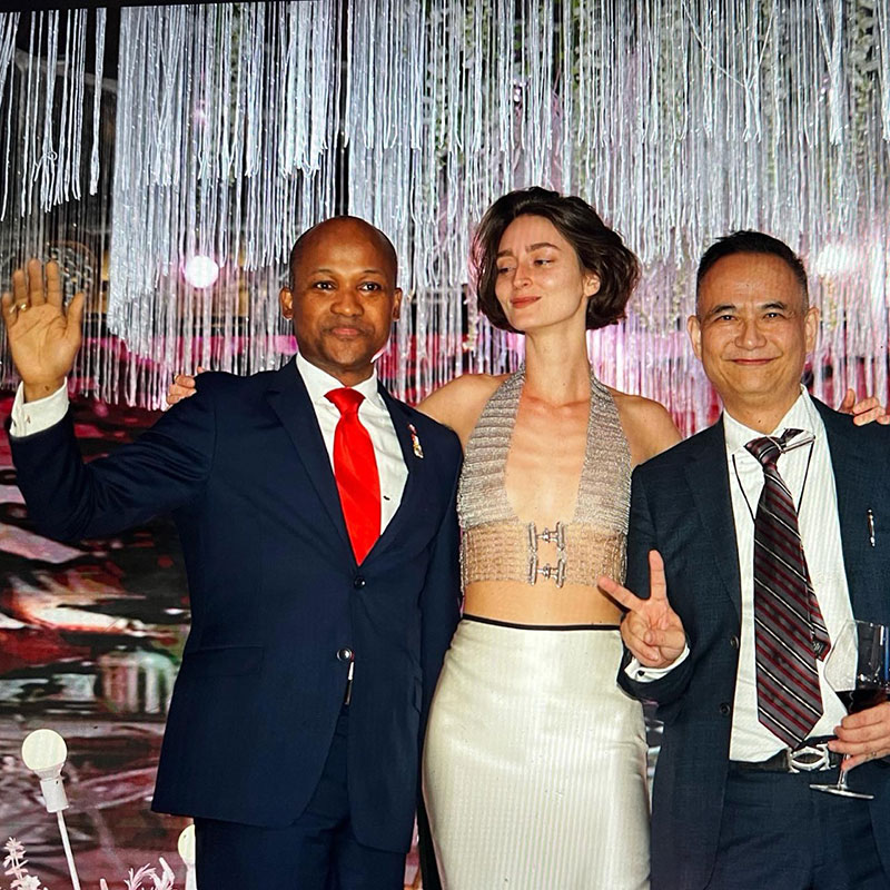 Haiti Presidential Candidate Jude Elie & Gary Kong taking final bows with Fashion Show Designer Helena